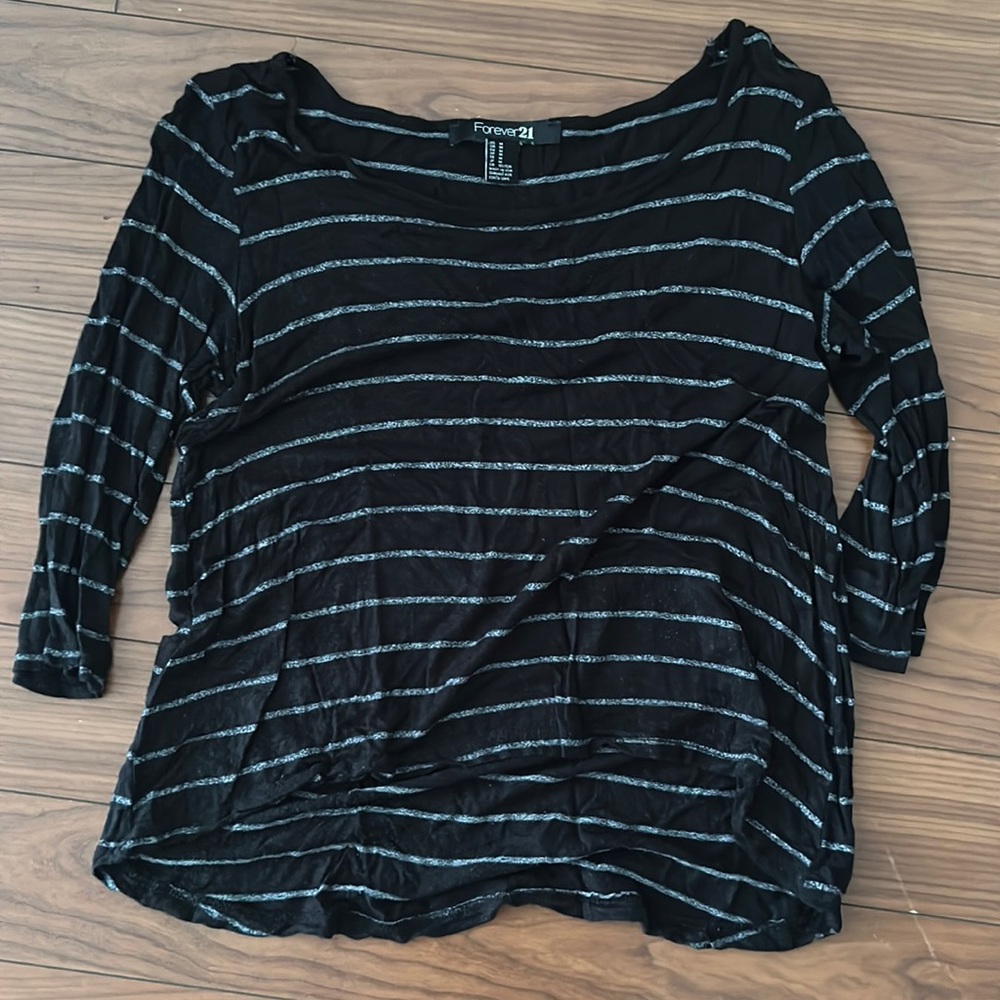 Forever 21 3/4 Sleeve striped top